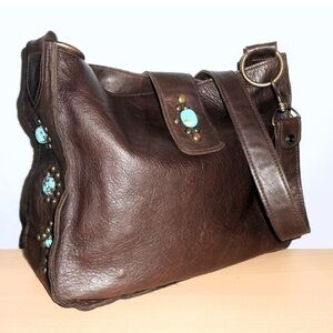 Two Bar West McFadin brown leather crossbody bag